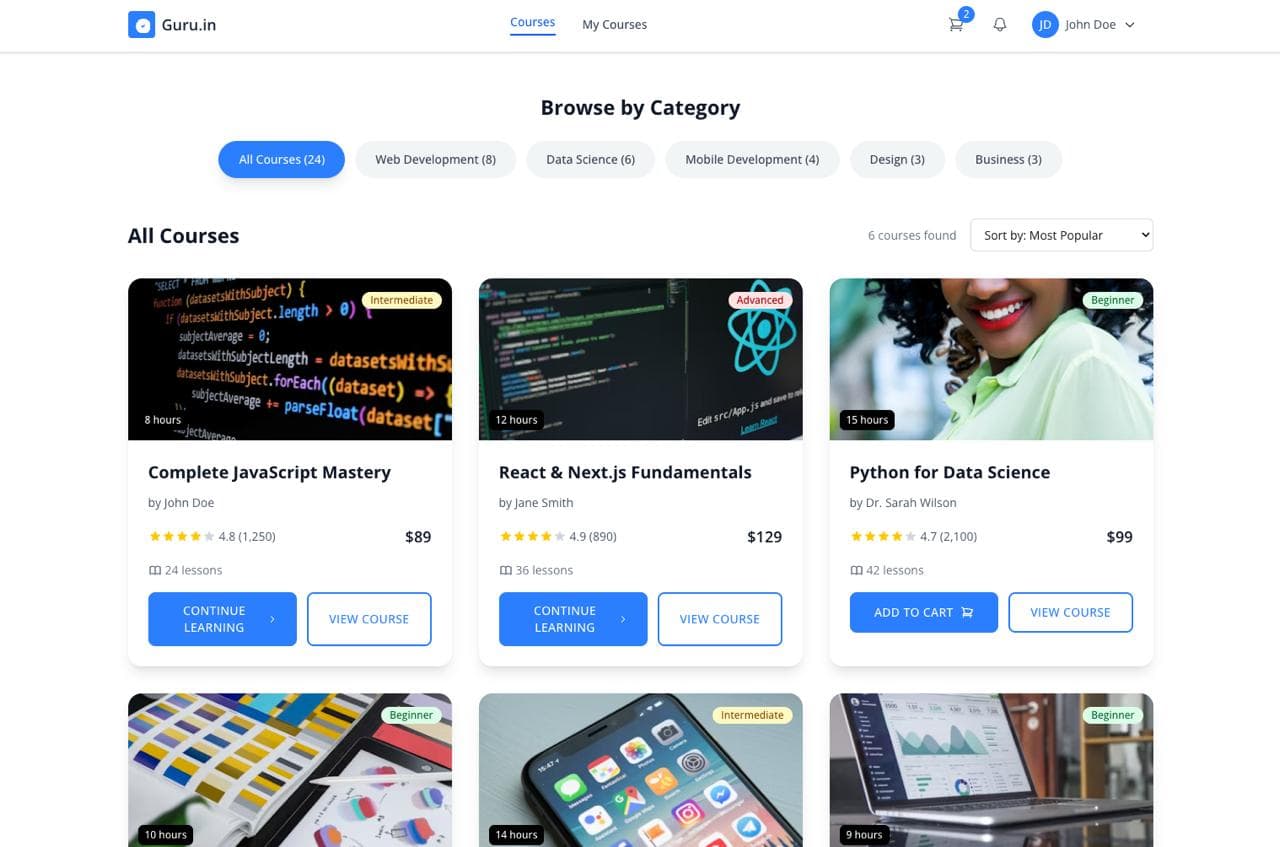 Guru.in - Learning Management System (LMS)